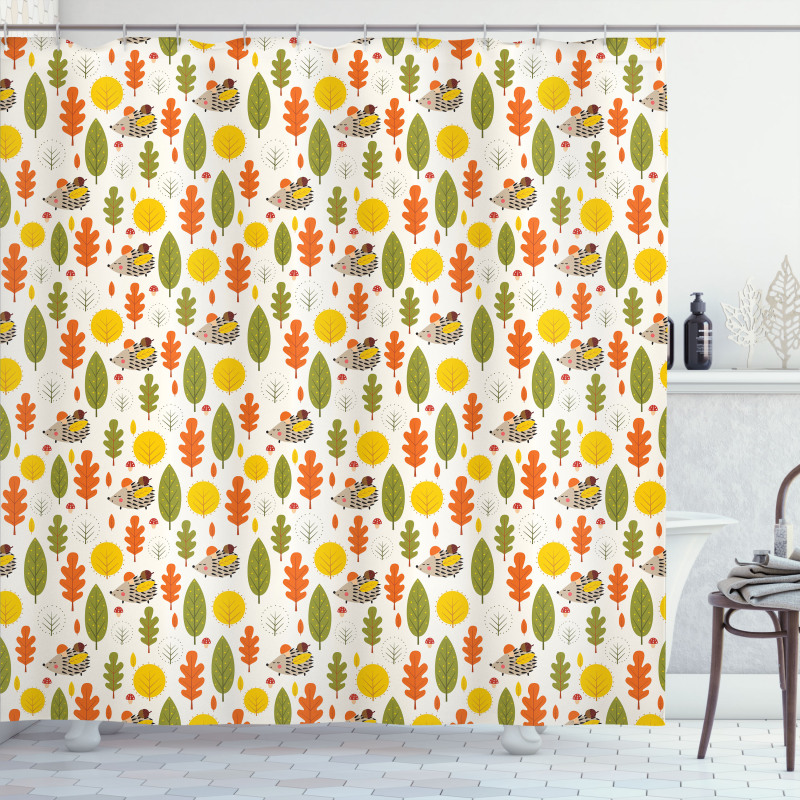 Baby Hedgehog Trees Shower Curtain