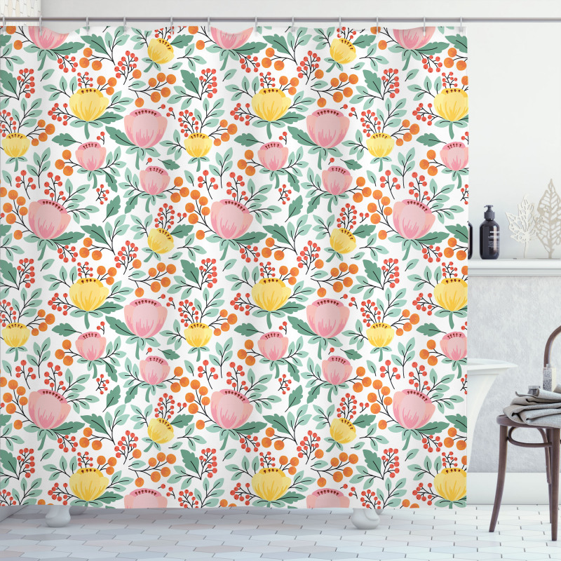 Rowan Berry Poppy Spring Shower Curtain