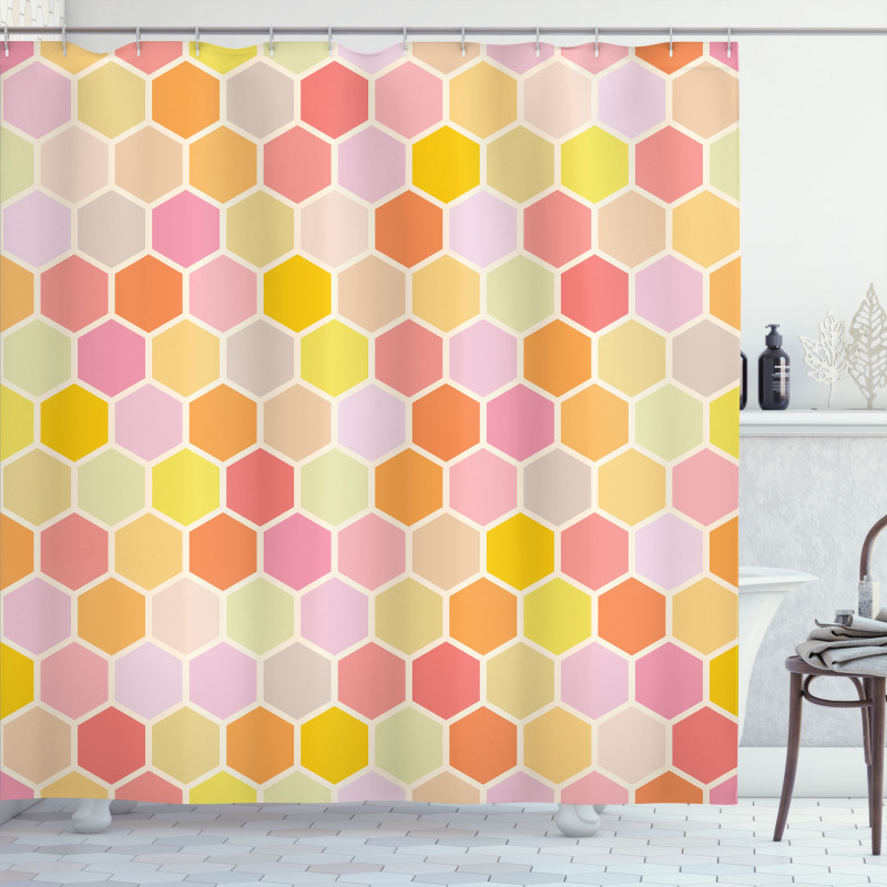 Hexagon Retro Pattern Shower Curtain