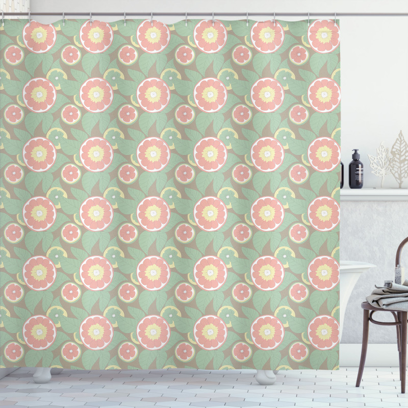 Abstract Lemon Slices Shower Curtain