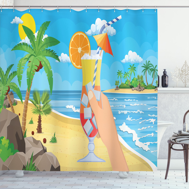 Tropical Cocktail Glass Shower Curtain