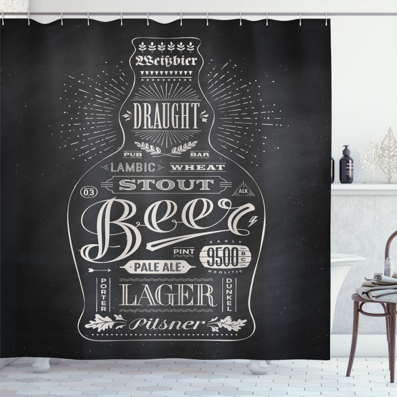 Beer Bottle Lettering Shower Curtain