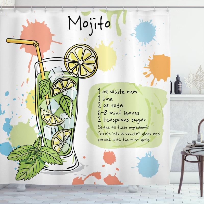Mojito Cocktail Recipe Shower Curtain