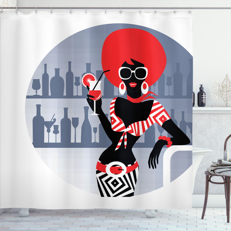 Retro Party Girl Disco Shower Curtain