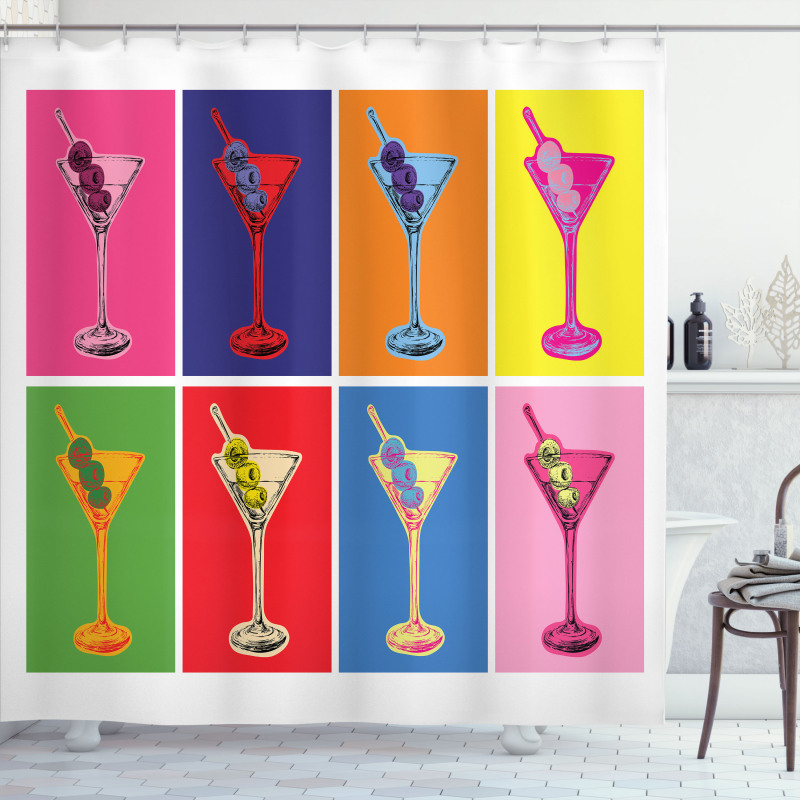 Colorful Martini Glass Shower Curtain