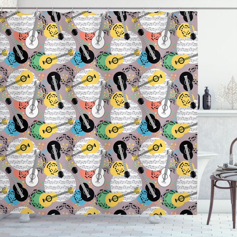 Guitars Notes Shower Curtain