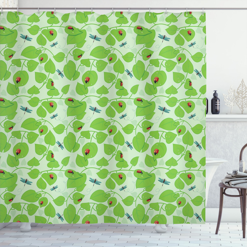 Green Nature Insects Shower Curtain