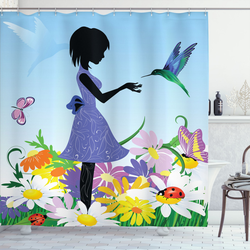 Lawn Blossomed Flowers Shower Curtain