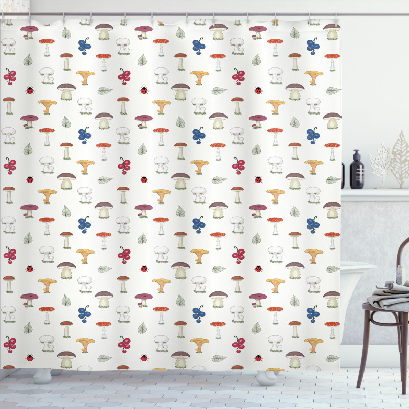 Button Wild Mushrooms Shower Curtain