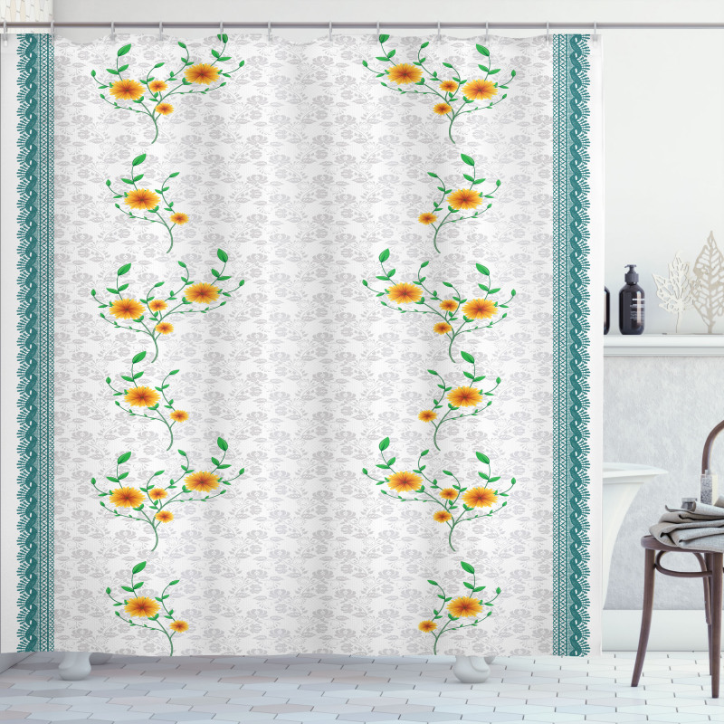 Spring Flowers on Curls Shower Curtain