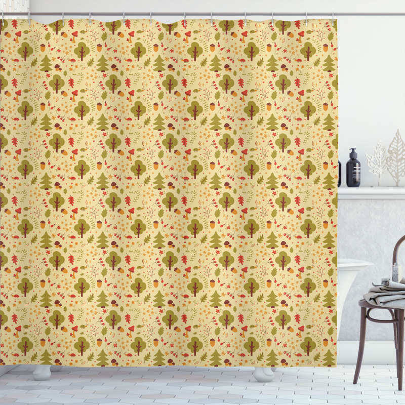 Woodland Animals Foliage Shower Curtain