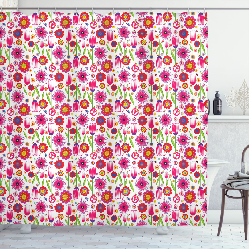 Sixties Peaces Shower Curtain