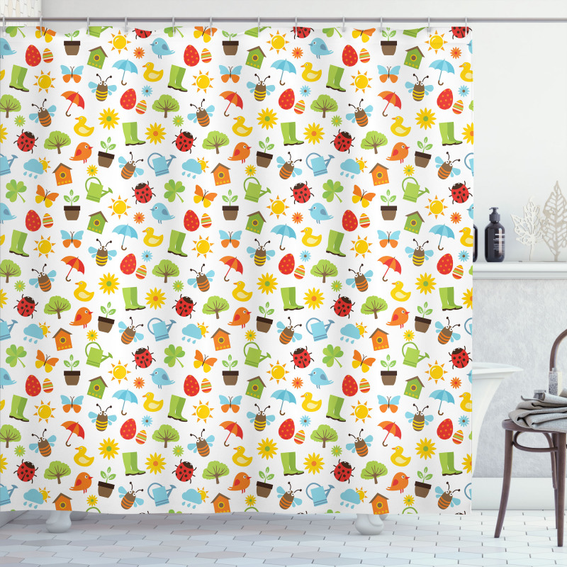 Seasonal Birds and Bees Shower Curtain