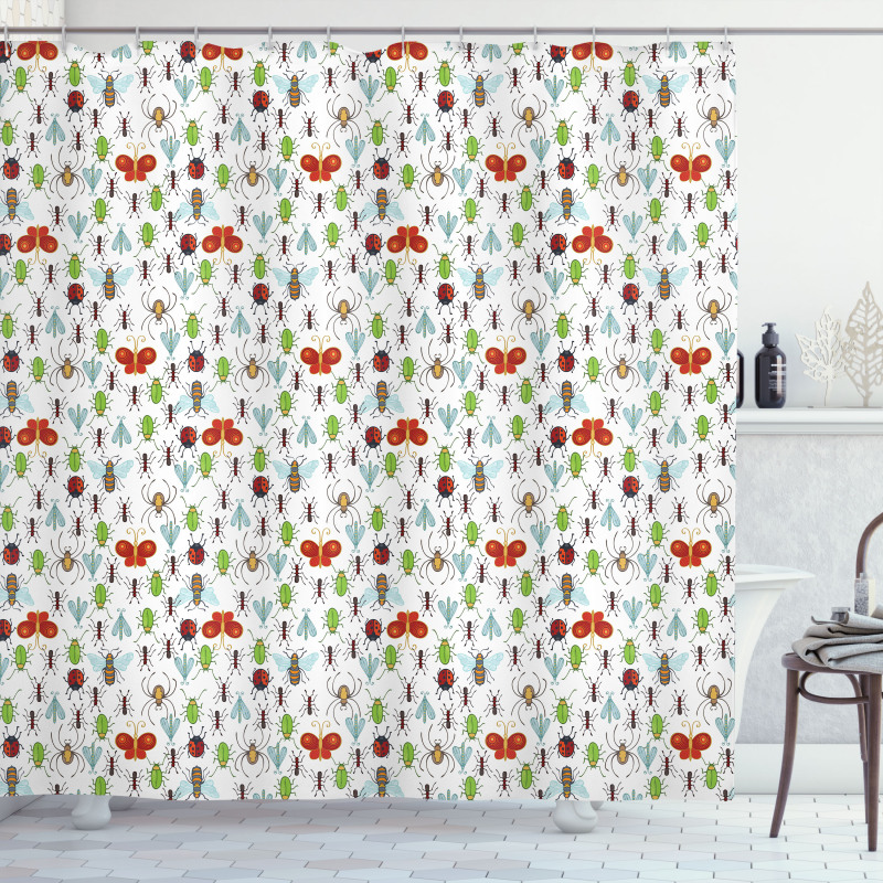 Insects Pattern Ant Bee Shower Curtain