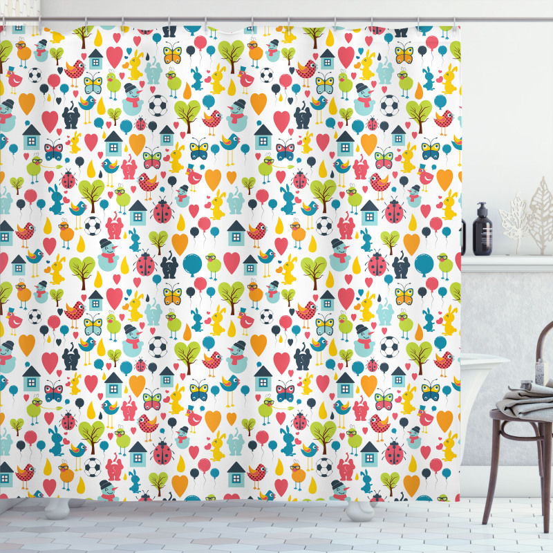 Cartoon Elements Birds Shower Curtain