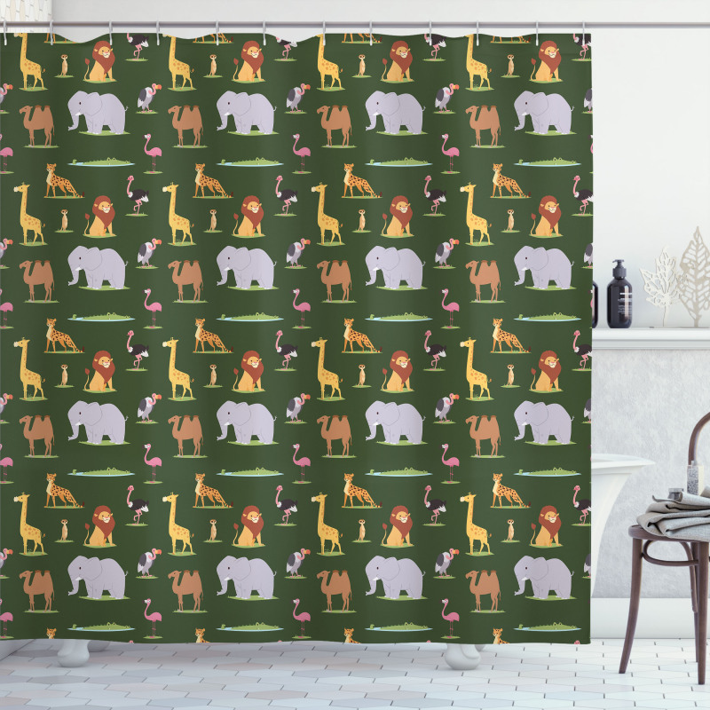 Leopard Elephant Camel Shower Curtain