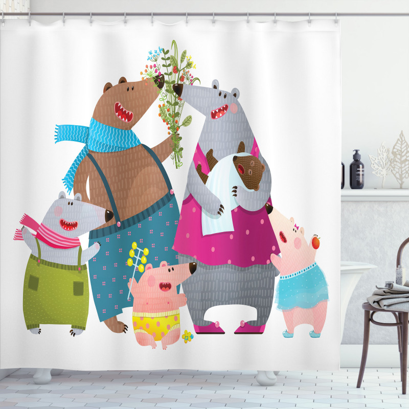 Family Theme Parenthood Shower Curtain