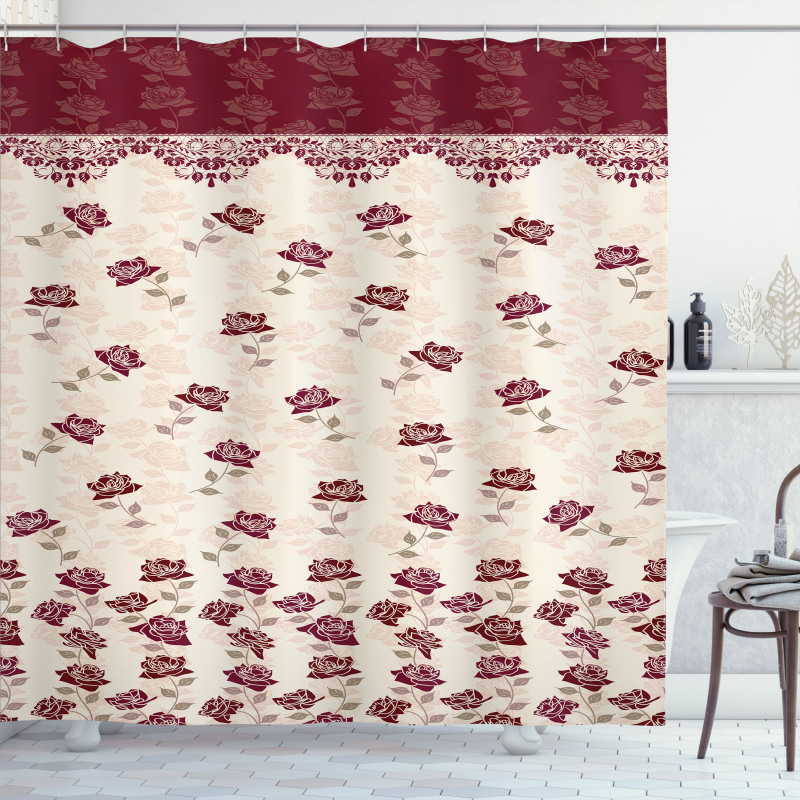 Vintage Art Romantic Roses Shower Curtain