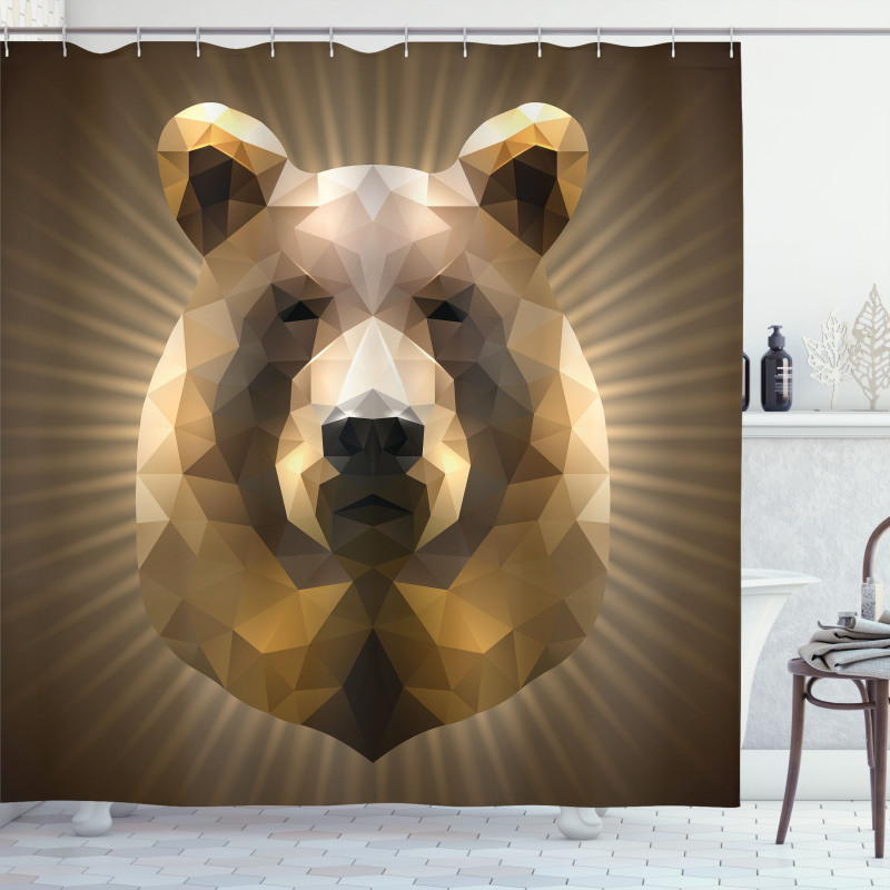 Geometric Grizzly Portrait Shower Curtain