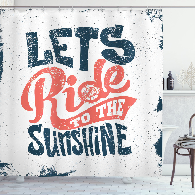 Lets Ride Words Shower Curtain
