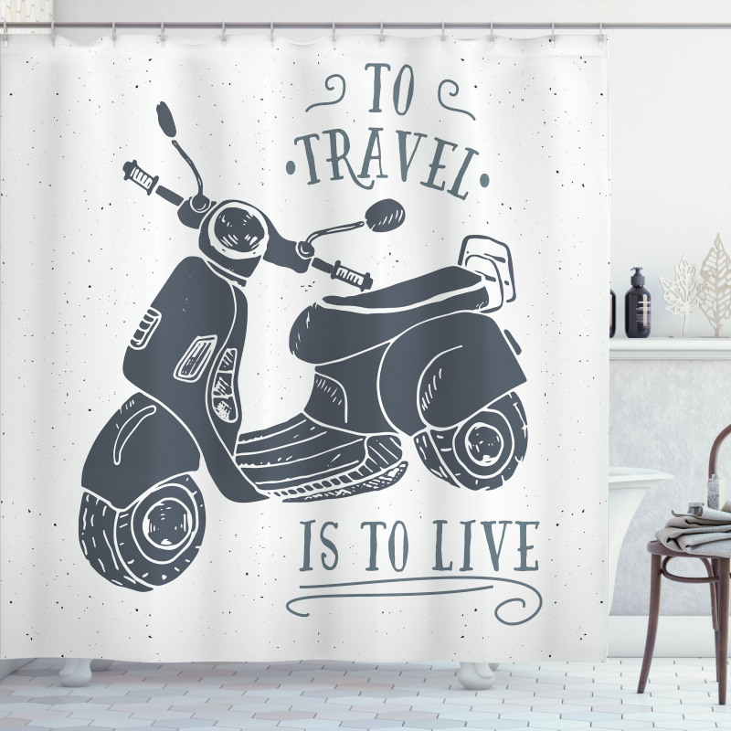 Sketch Scooter Motif Shower Curtain
