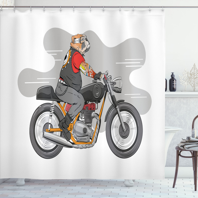 English Bulldog Bike Shower Curtain