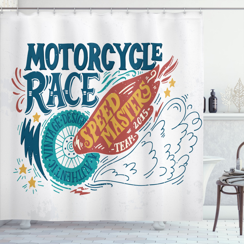 Colorful Tire Words Shower Curtain