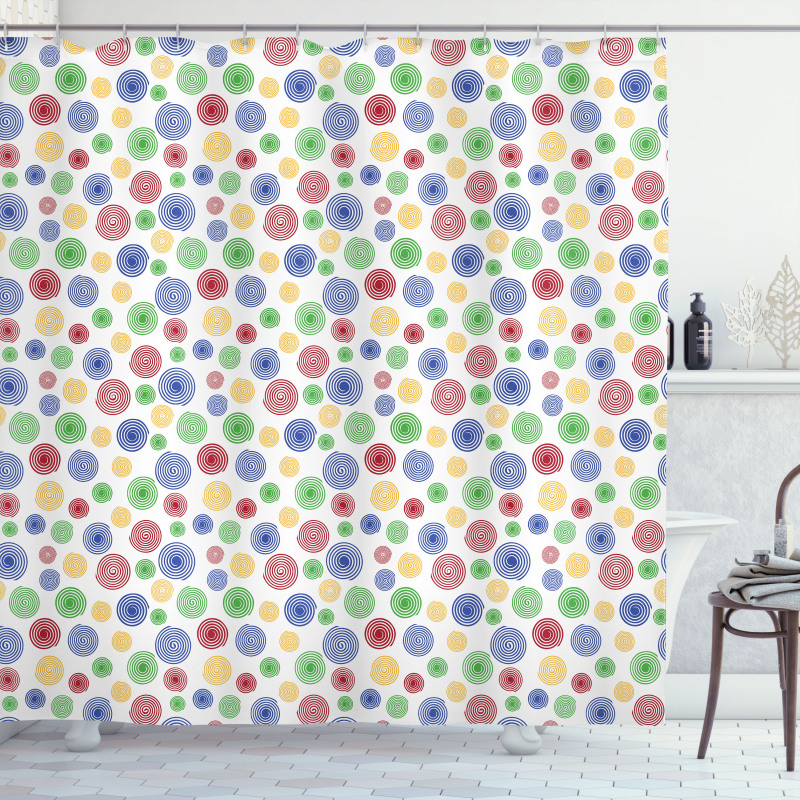 Colorful Simple Spirals Shower Curtain