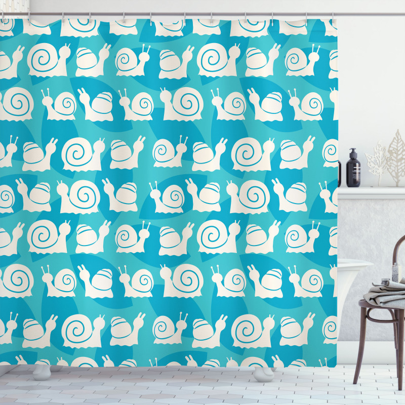 Cartoon Snails Leaves Shower Curtain