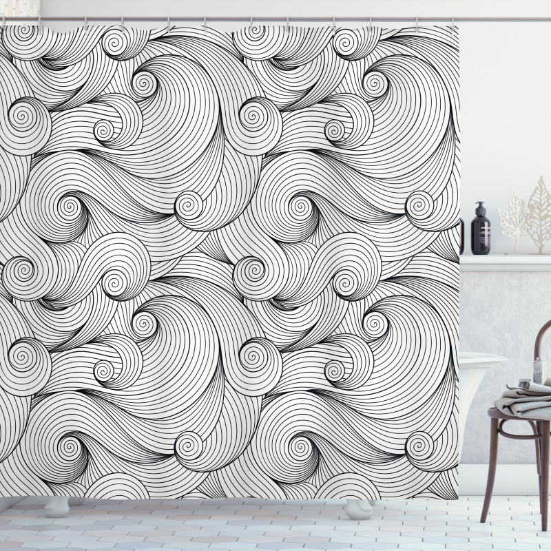 Curled Waves Shower Curtain