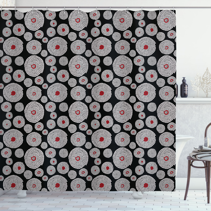 Tribal Circles Spots Shower Curtain