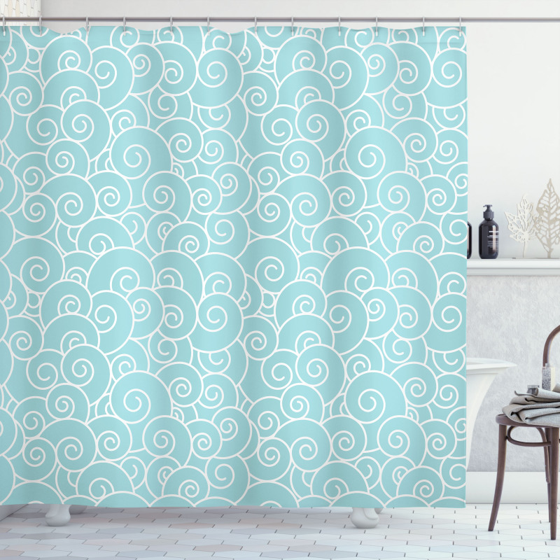 Curly Waves Pattern Shower Curtain
