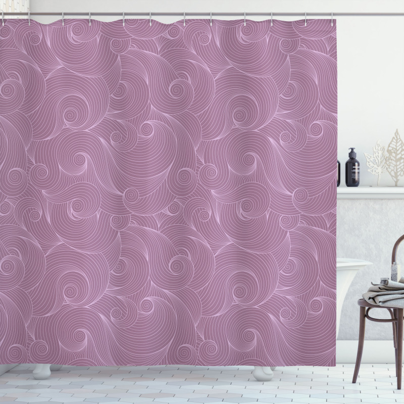 Curly Lines Spirals Shower Curtain