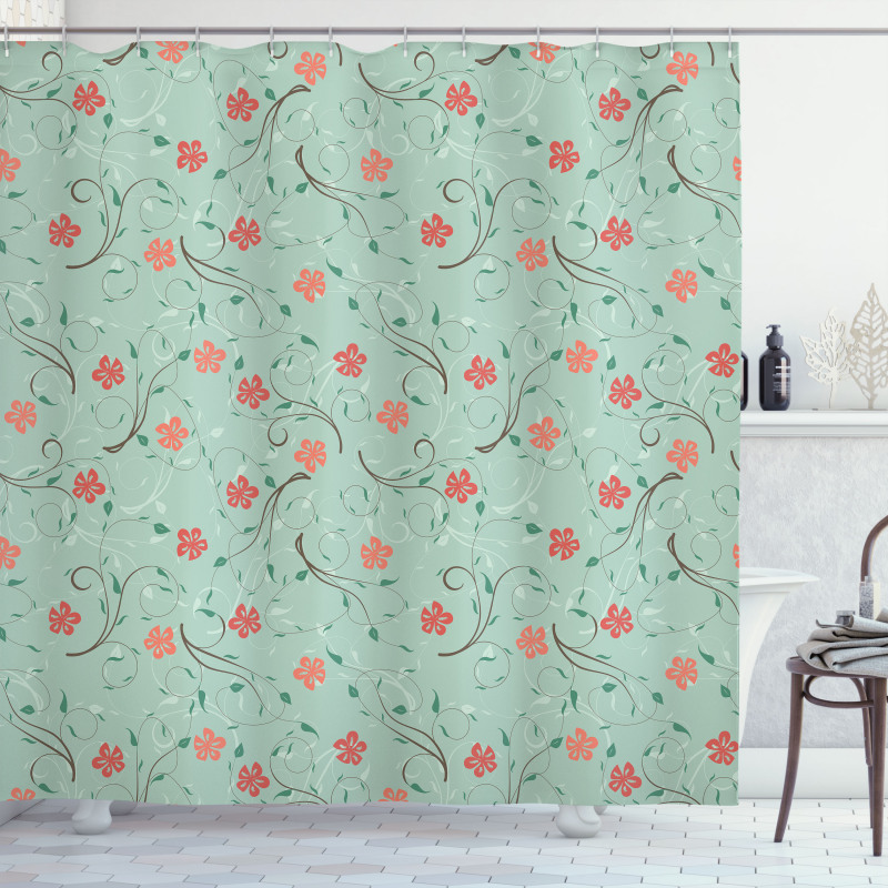 Tender Branches Curly Shower Curtain