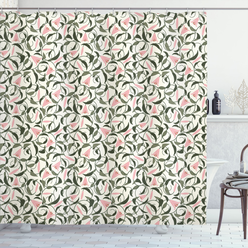 Tangled Stems and Lilies Shower Curtain