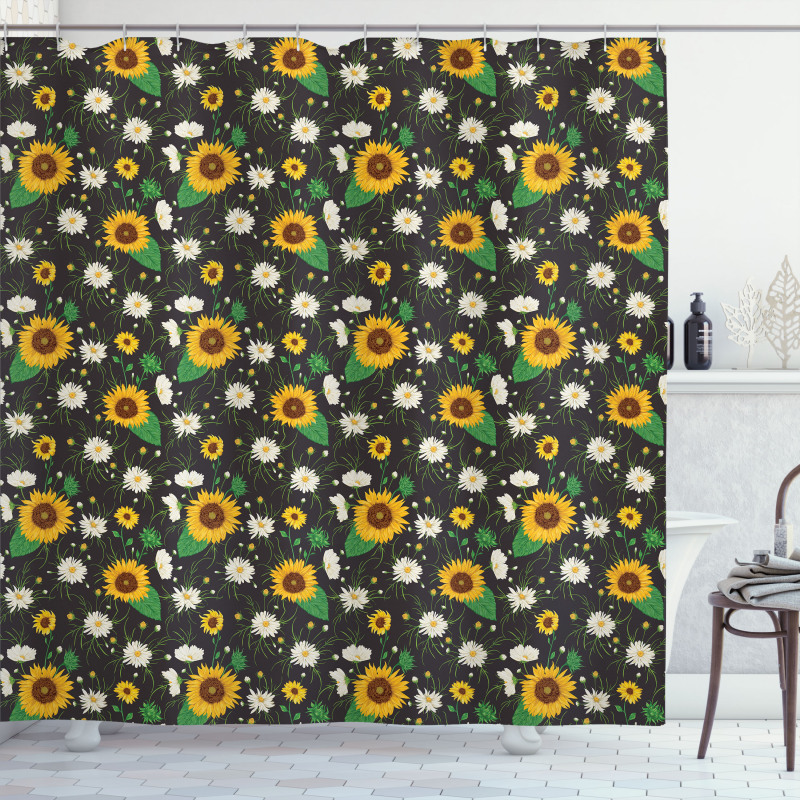Daisy Buds Sunflower Shower Curtain