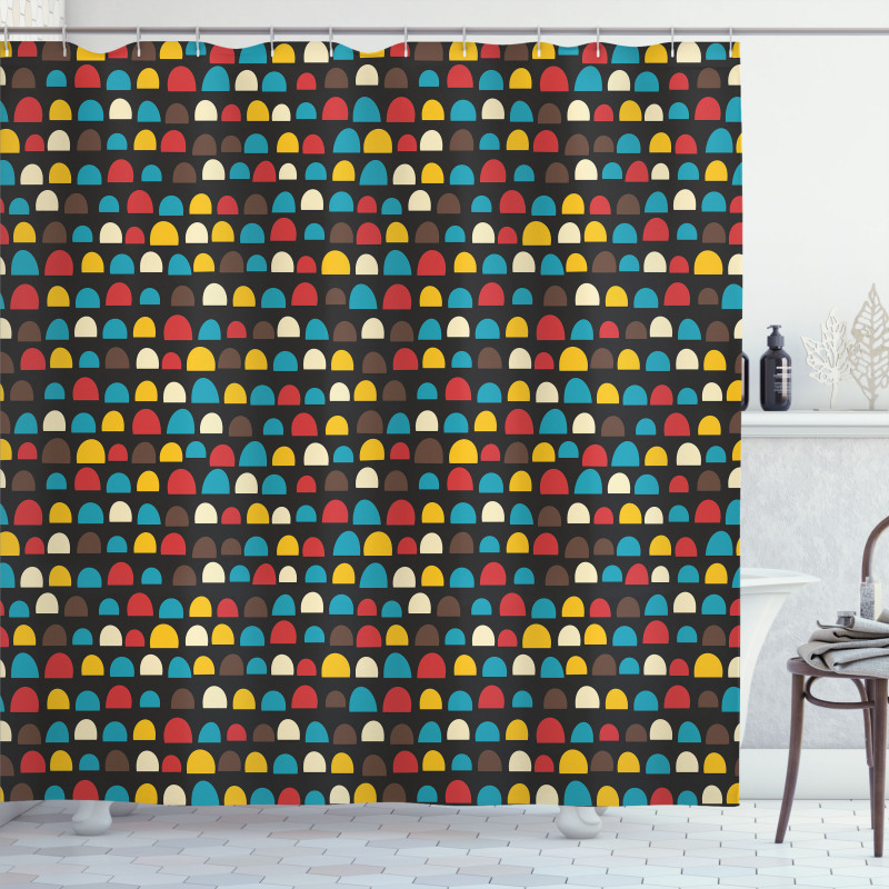 Retro Half Circles Shower Curtain