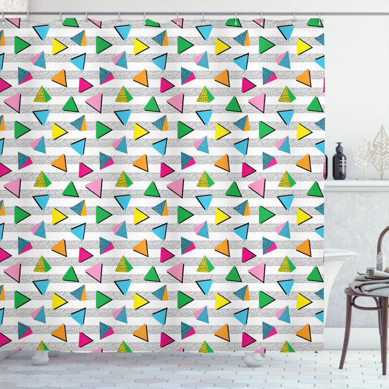 Triangles Dots Spouts Shower Curtain