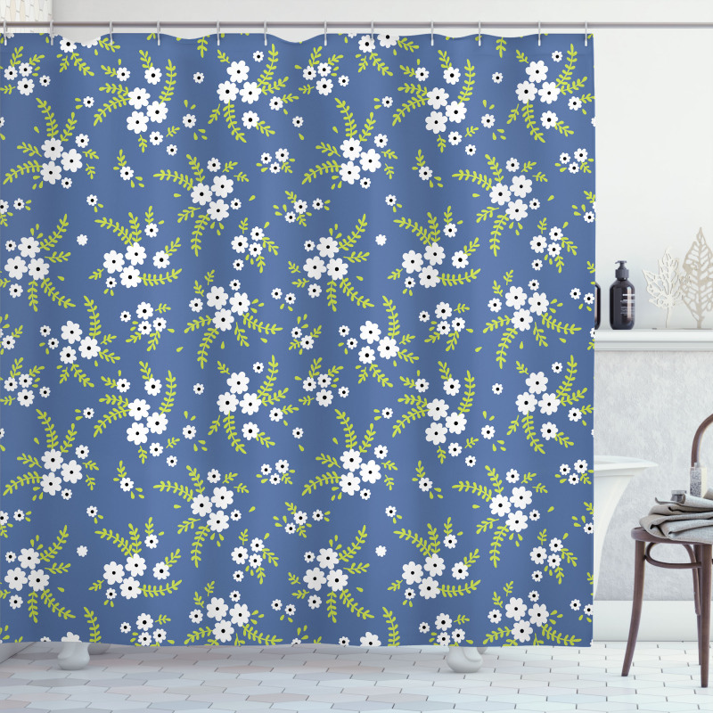 Spring Blooms Field Retro Shower Curtain