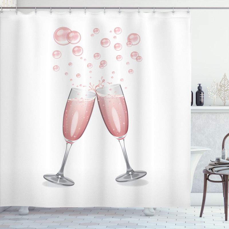 Glasses with Blush Drink Shower Curtain