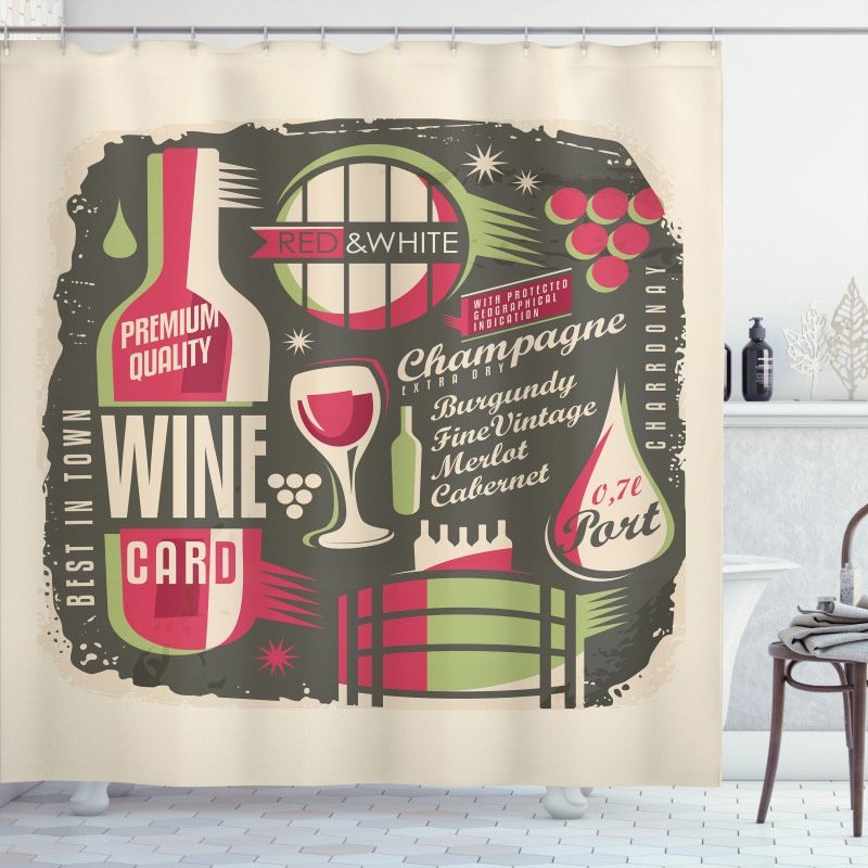 Alcoholic Hard Drinks Bottles Shower Curtain