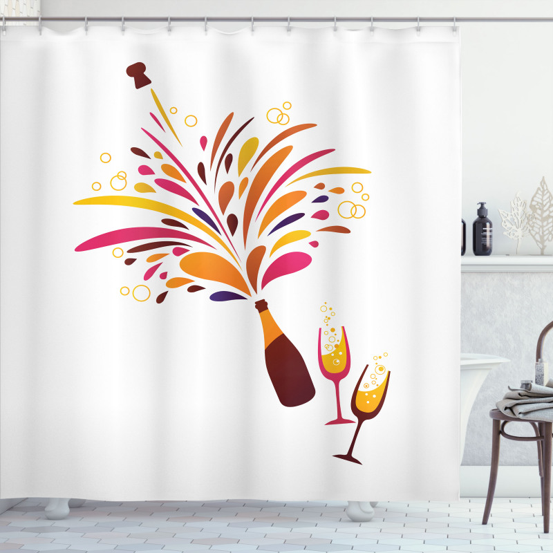 Colorful Champagne Splash Shower Curtain