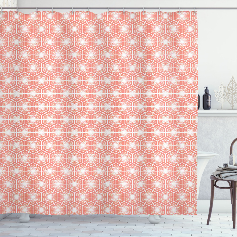 Hexagon Tiles Oriental Shower Curtain