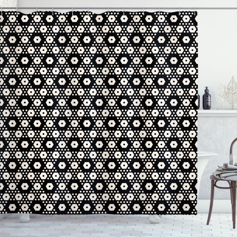 Big Small Hexagon Forms Shower Curtain