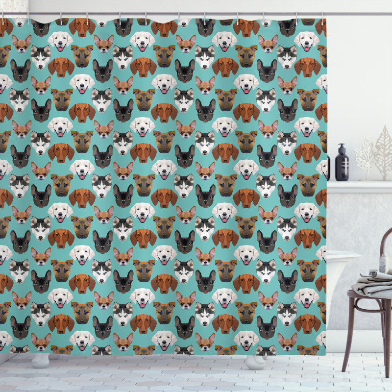 Polygonal Art Different Breeds Shower Curtain