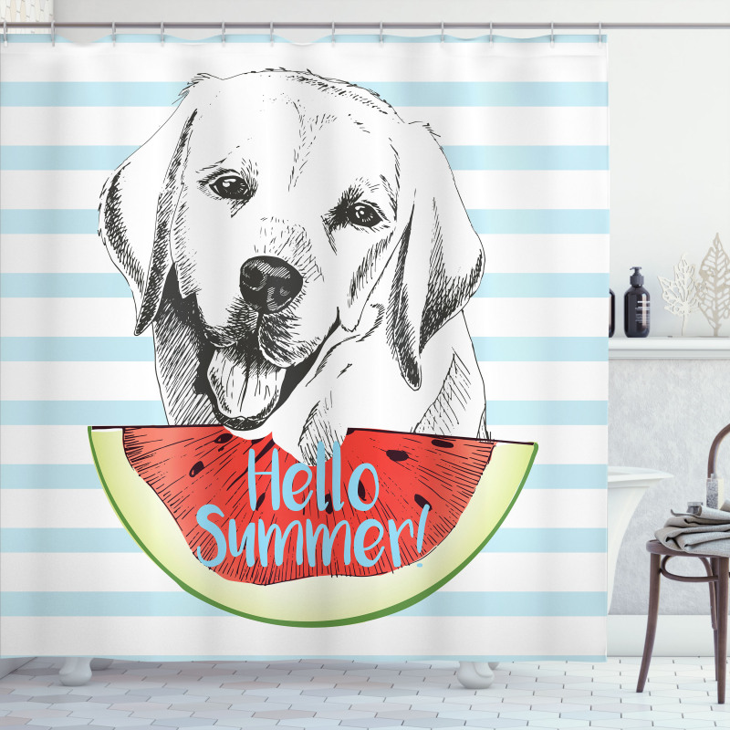 Hello Summer Words Sketch Shower Curtain