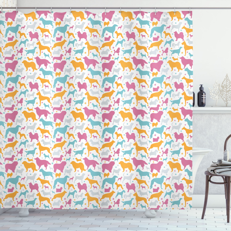 Silhouettes of Various Breeds Shower Curtain