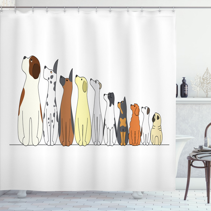 Dogs in a Row Looking Away Shower Curtain