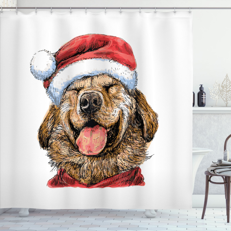 Funny Terrier Smiling Xmas Shower Curtain