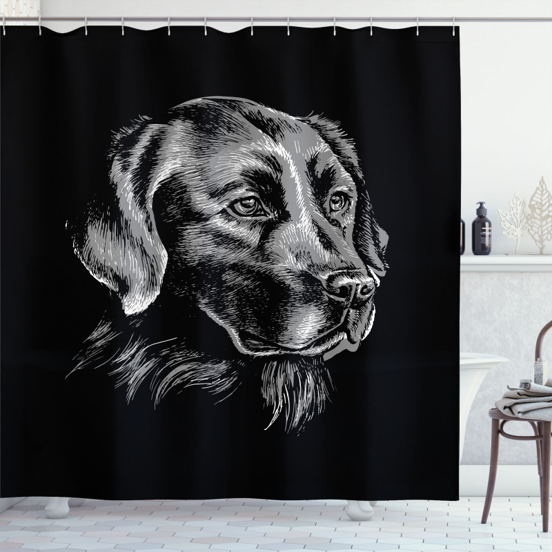 Sketch Art Retriever Puppy Shower Curtain